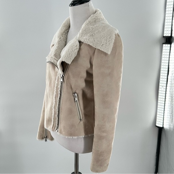 Forever 21 jacket size S beige cream faux shearling fur cozy southwestern - Picture 7 of 10